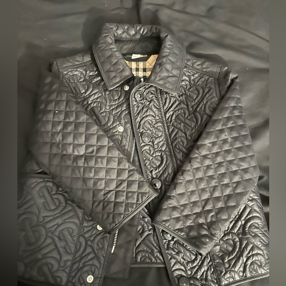Black Burberry Quilted Jacket with Patterned Lining - Excellent Condition
